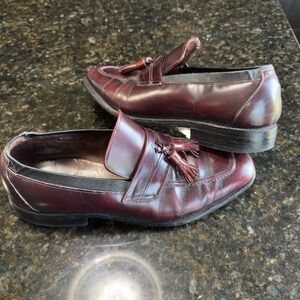 Allen Edmonds Biscayne Loafers Mens Burgundy Leather‎ Size 8 E Shoes USA Made